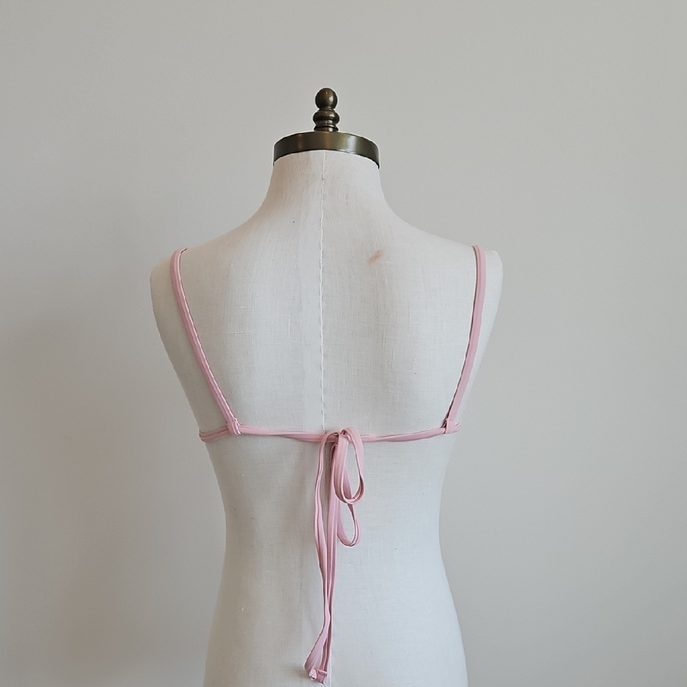 Aerie Light Pink Ruched String Tie Bikini Top - Picture 3 of 4